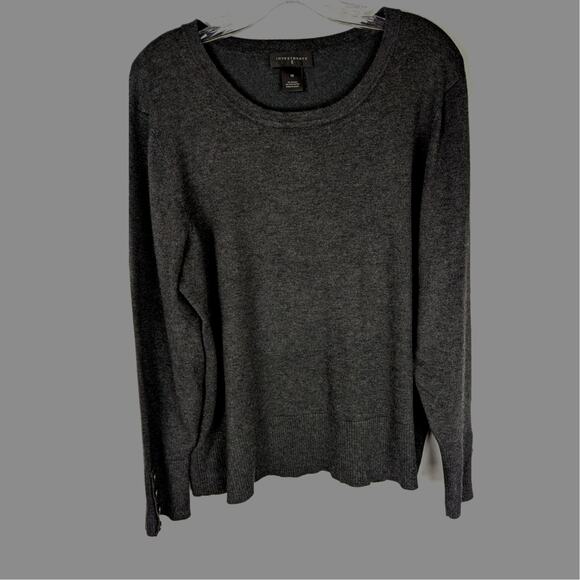 Investments Gray Sweater sz 1x closet staple Bust43"C back24" button sleeves24" - Picture 1 of 8